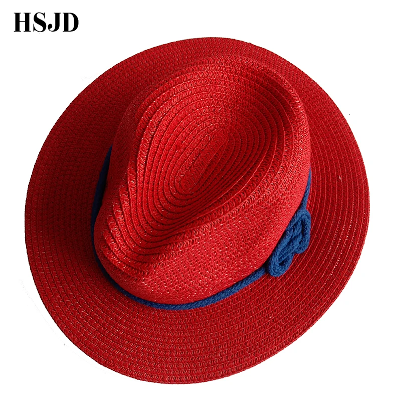 Женская летняя соломенная шляпа Sombreros классическая красная соломенный джазовая