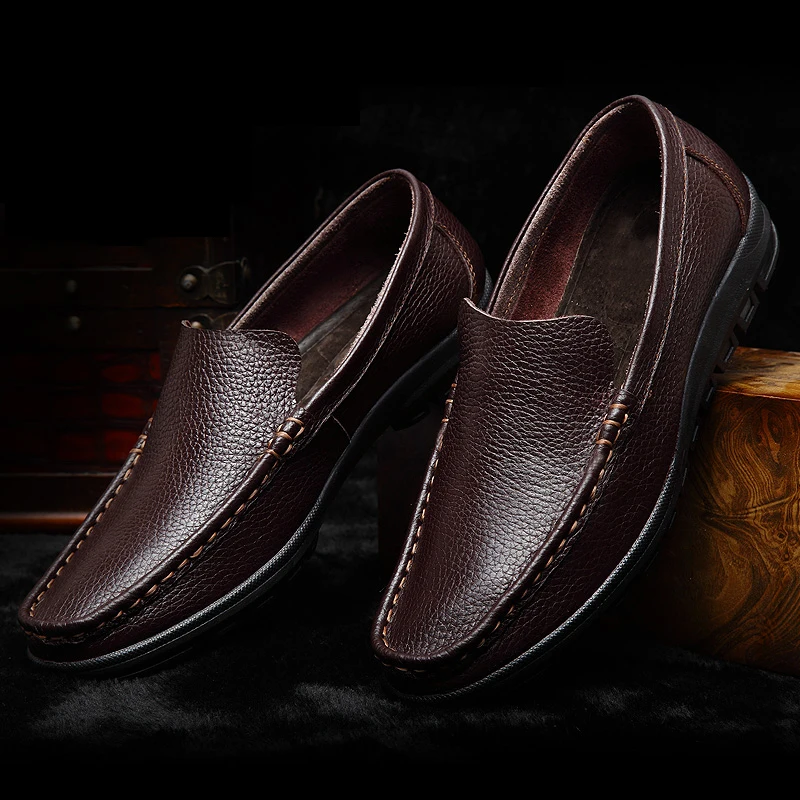 Бренд LuoDiRam Мода 2016 года большой Размеры мужские лоферы мужская кожаная обувь