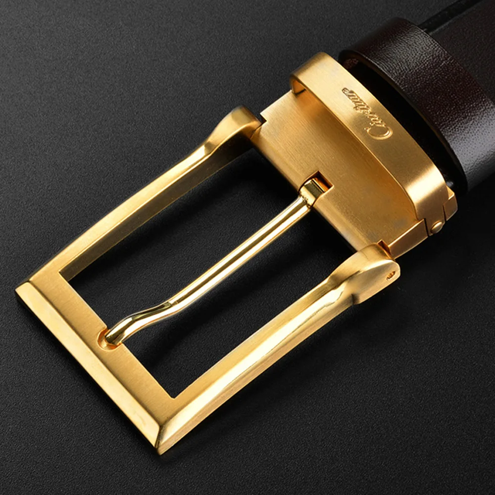Ciartuar Leahther Belts for Men Genuine Leather Belt Male Cowhide Luxury Strap Men's Belt Pin Buckle Gold Belt Elegant Gift