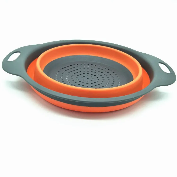 Orange 1 шт. силиконовая складная стойка Корзина 4 цвета креативный выдвижной силиконовый фруктовый дуршлаг для овощей Кухонные гаджеты для хранения сито - Цвет: Orange