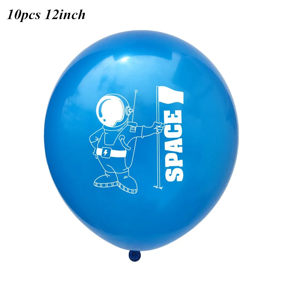 10pcs blue Ракета, космонавт, фольгированные шары для маленьких мальчиков, конфетти, латексные шары, игрушки для празднования дня рождения, украшения для детей, космические шары - Цвет: 10pcs blue