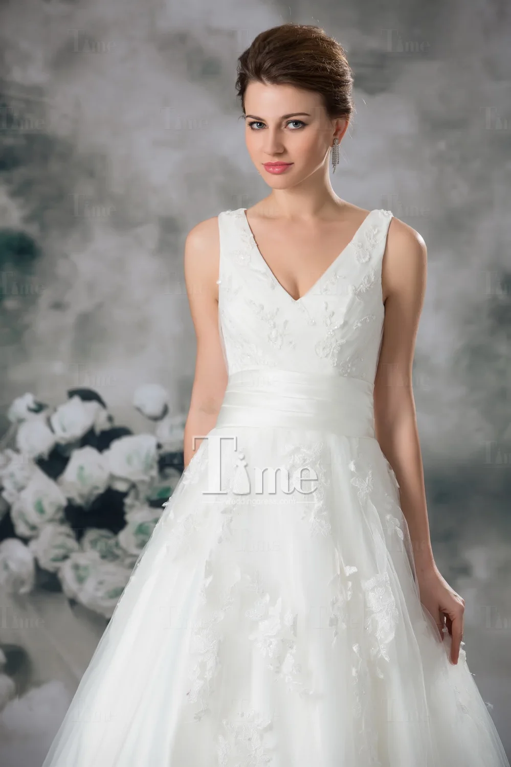 Ball Gown V-neck Court Train Ruched/Draped Net Wedding Dress free shipping 2014 WD901019 | Свадьбы и торжества