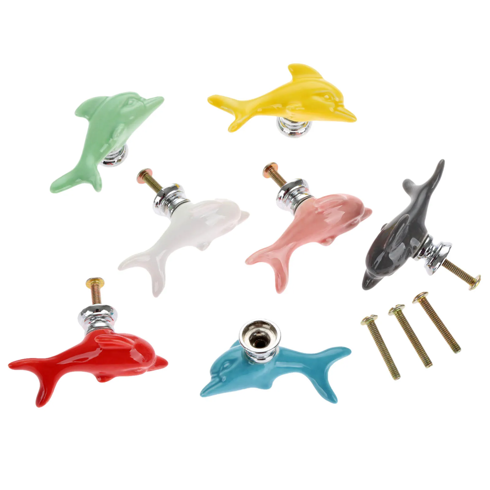 1Pc Dolphin Ceramic Knob Furniture Handles Wardrobe Door Pull Drawer Kitchen Cupboard Handle Cabinet Knobs and Home Decor | Обустройство