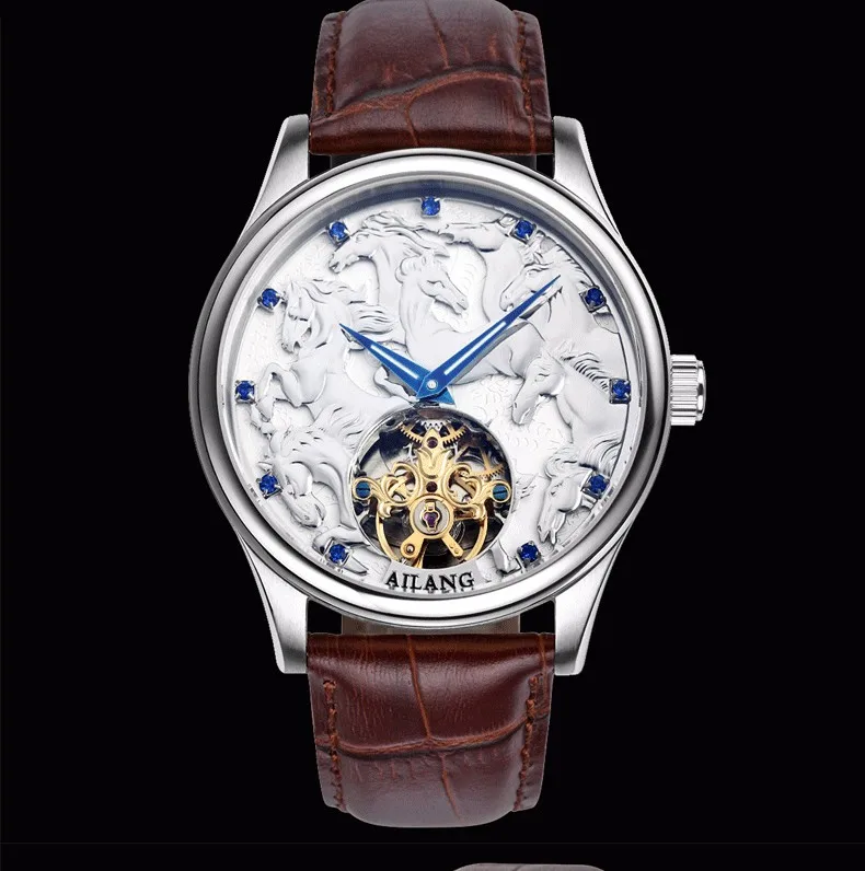 AILANG часы высокого качества Malone мемориальные часы Tourbillon механические часы ремень, мужские золотые часы