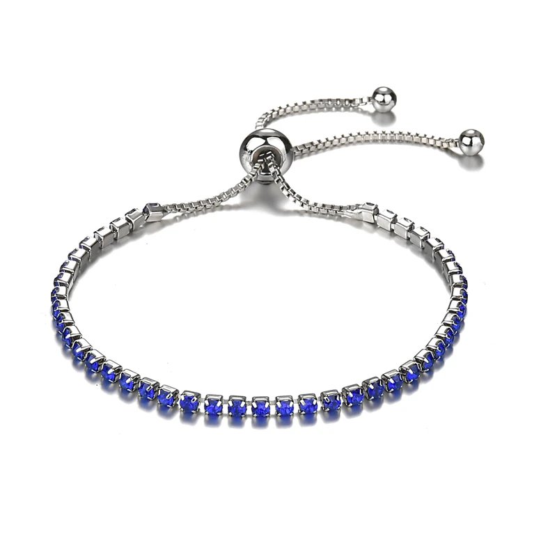 MissCyCy регулируемые теннисные браслеты для женщин серебряного цвета стразы