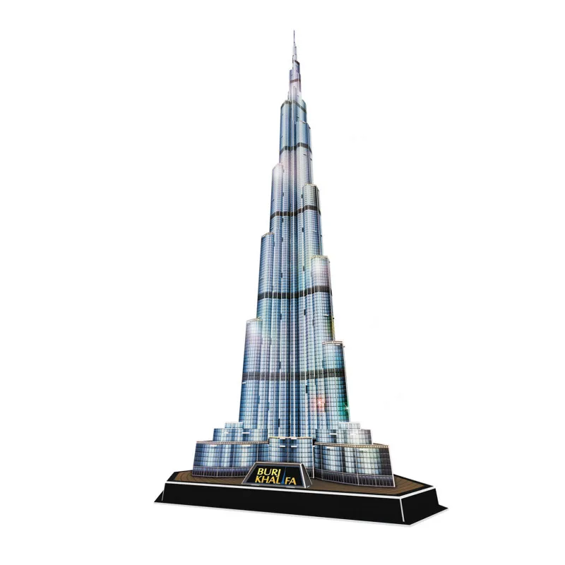 3D пазл DIY Дубай Burj Khalifa строительная модель Обучающие игрушки со светодиодной