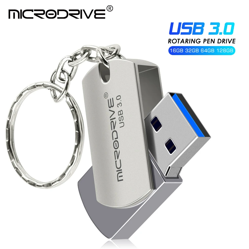 Металлический флеш-накопитель usb 3,0 с цепочкой для ключей 8 ГБ 16 ГБ 32 ГБ 64 Гб 128 Гб карта памяти usb 3,0 флеш-накопитель Удобный для переноски внешний накопитель