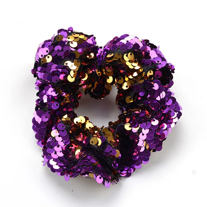 Girls Fashion Elastic Sequined Shiny Ties Hair Bands Rope Ring Scrunchie Headwear Women Headbands Ponytail Holder Accessories|Аксессуары