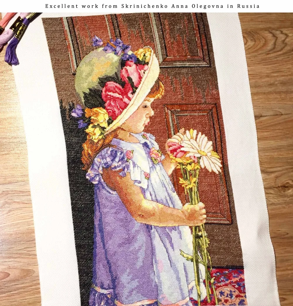 Top Quality Lovely Counted Cross Stitch Kit My Little Sunshine Girl and Daisy Flower dim 35259 | Дом и сад