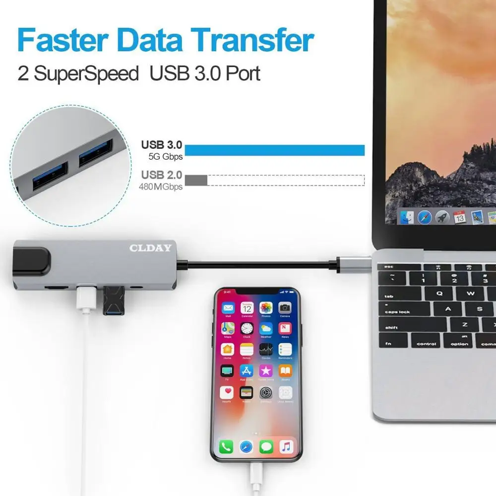 Концентратор USB Type C Hdmi с поддержкой 4K концентратор до Gigabit Ethernet Rj45 сетевой адаптер