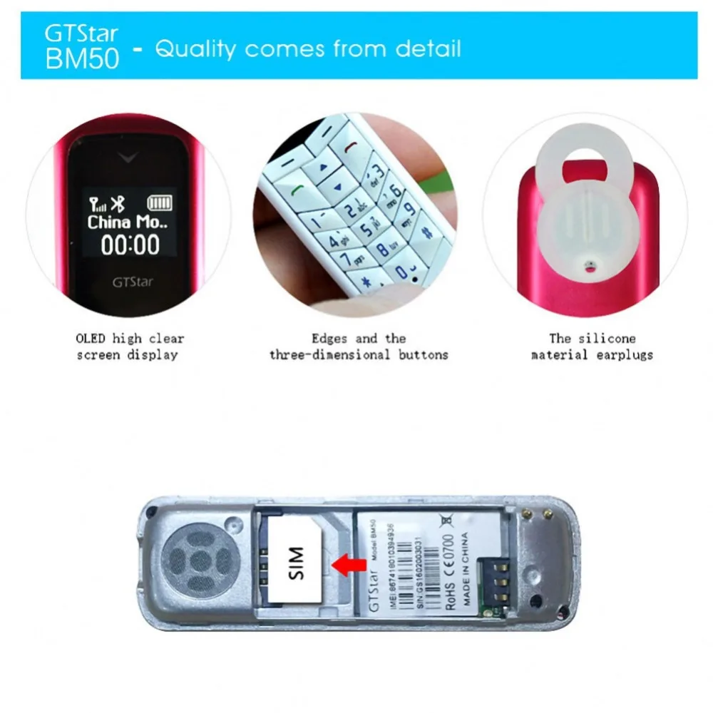 BM50 Bluetooth наушники карманный телефон зарядка мини гарнитура Dialer стерео Поддержка