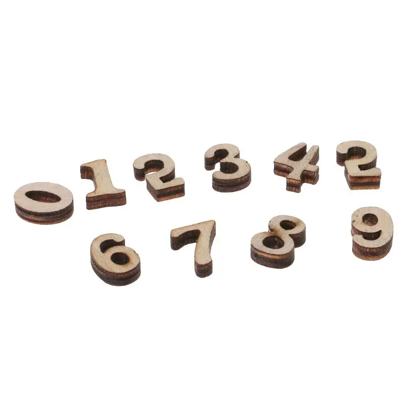 

50pcs Laser Cut Wood Number 0 - 9 Embellishment Wooden Shape Craft Wedding Decor