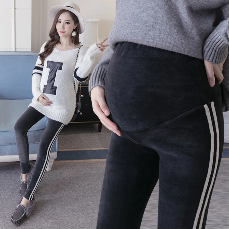 Бархатные Леггинсы для беременных брюки теплая зимняя одежда утепленные с