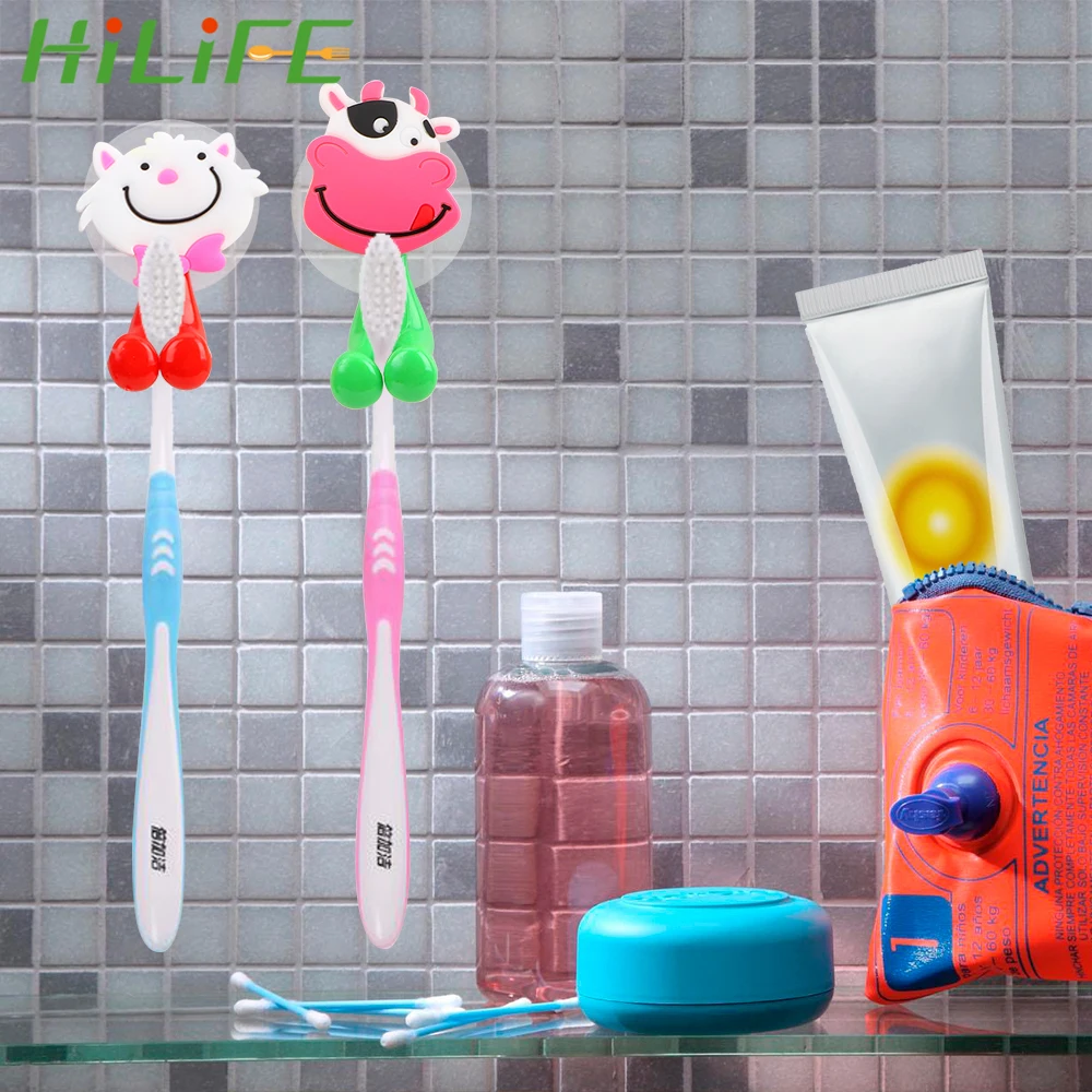 Держатель зубной щетки HILIFE на присоске с мультяшными животными 1 шт. настенное