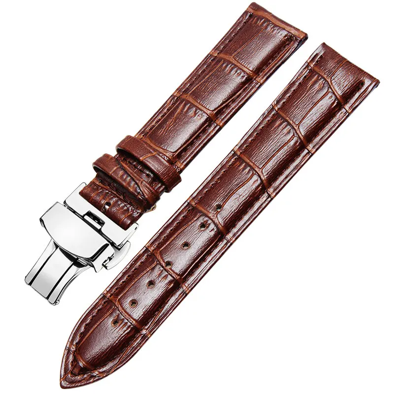 Кожаные ремешки для часов кожаный браслет застежка-бабочка подходит