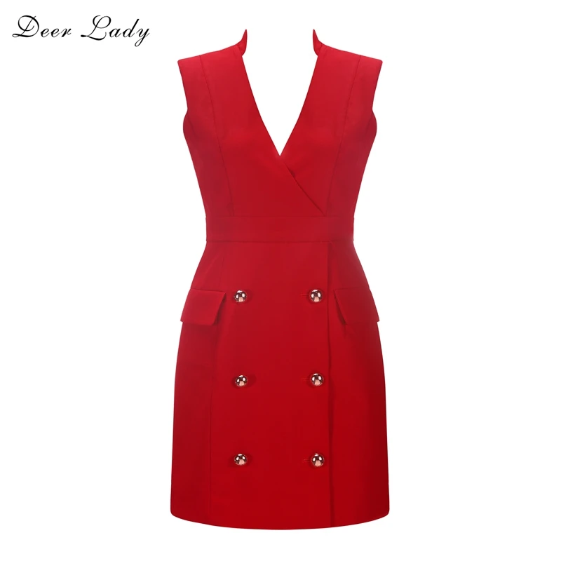 Deer Lady Vestidos Verano 2019 элегантное Красное Облегающее Платье офисное модное платье без