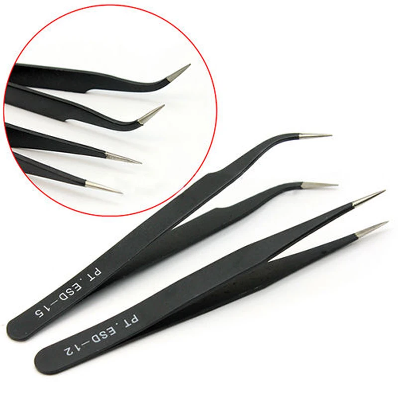 

Sale 1PC Antistatic Ordinary Tweezers DIY Hand sewing supplies Tool Clip 1.0MM Black Tweezers