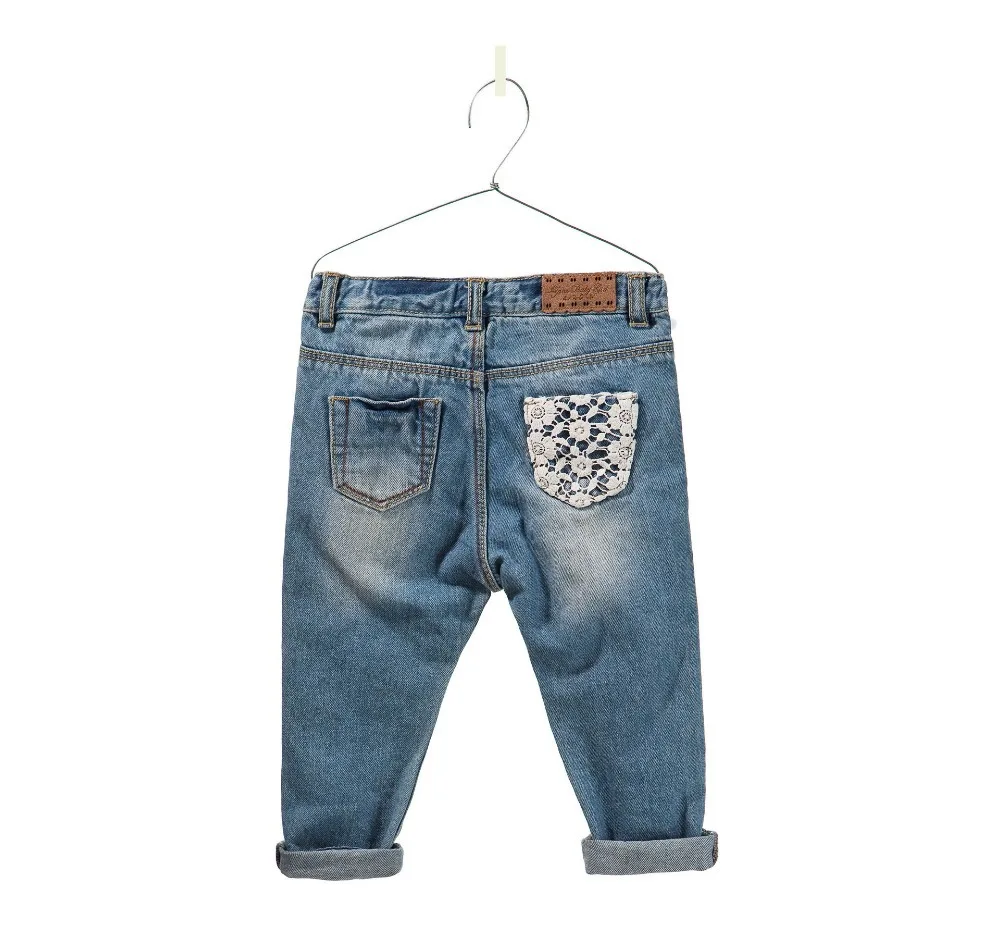 Модная брендовая одежда для малышей джинсы девочек штаны маленьких из 100% хлопка