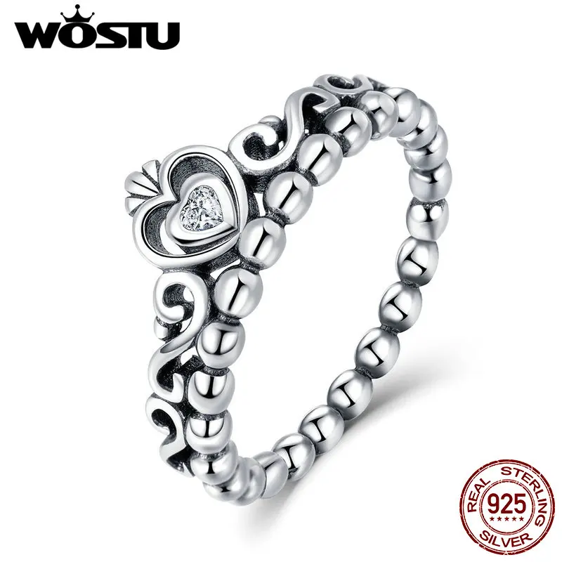 WOSTU, новинка, подлинные 925 пробы, Серебряная корона, обручальные кольца для женщин, бренд, кольцо, ювелирное изделие, подарок FIR396