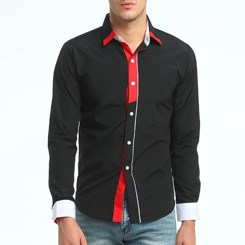 Brand 2018 Fashion Placket Male Shirt Long-Sleeves Tops British Business Casual Mens Dress Shirts Slim Men XXXL | Мужская одежда