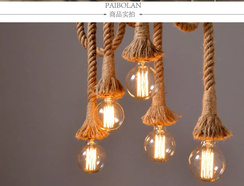 

Vintage Bamboo rope Pendant Lamp Retro Countryside wicker Pendant Lights With 4/6 Lights For Dinning Room,Living Room
