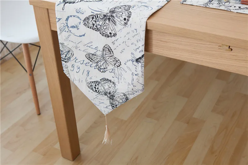 Настольная дорожка с принтом бабочки аксессуары для украшения дома из хлопка и