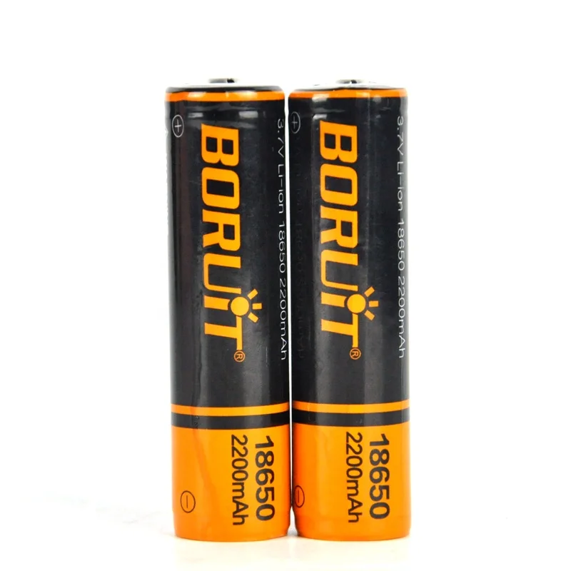BORUiT перезаряжаемый 3,7 V 18650 2200mAh литий-ионный аккумулятор с печатной платой для фар и фонарика