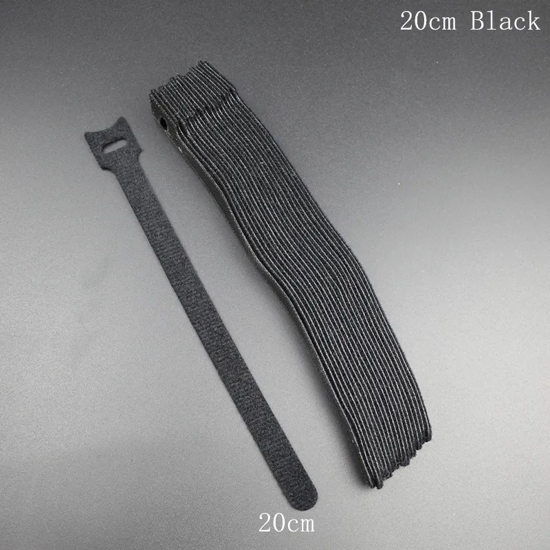 20CM Black 50 шт. многоразовые клейкие крепежные ленты Т-образные крючки и петли крепежные детали впружина кабельные стяжки Крепкий Провод жгут волшебная лента галстук - Цвет: 20CM Black
