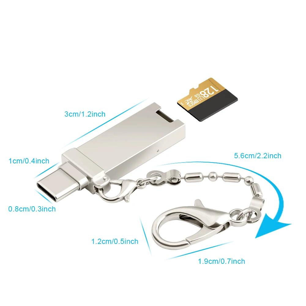Rocketek Тип c usb 2,0 алюминий otg телефон multi card reader адаптер кардридер для micro SD/TF microsd компьютер ноутбук