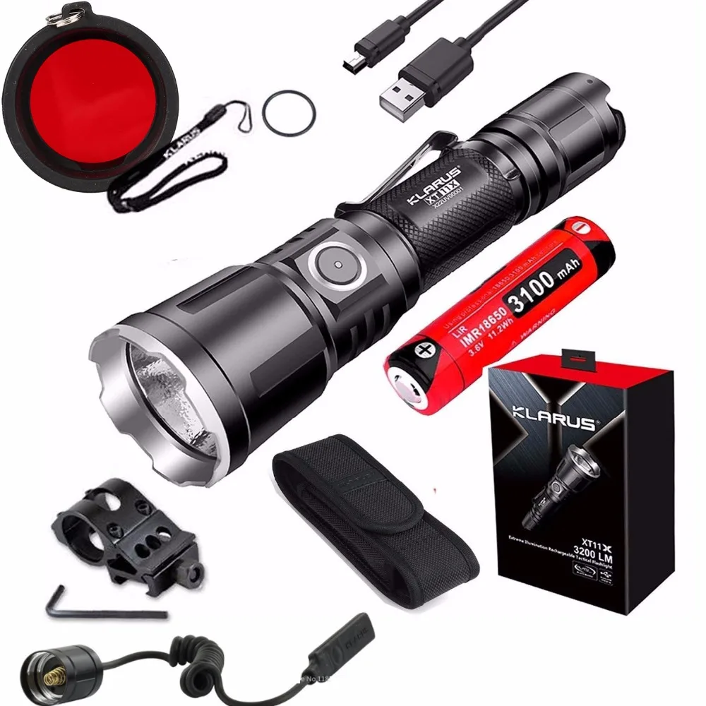 KLARUS XT11X тактический фонарь CREE XHP70.2 светодиодный Макс 3200 люмен зарядка через usb +