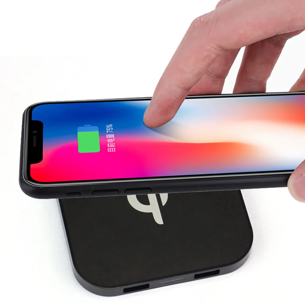 New Portable Mini Qi Safe Wireless Charger Charging Pad Dual USB For Iphone8/8 Plus/X for Samsung Galaxy 180116|charging pad|wireless charger