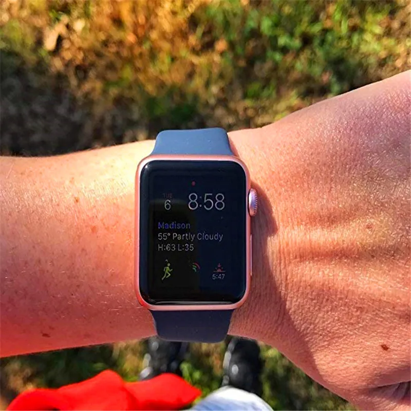 Спортивная мягкая силиконовая лента для наручных часов Apple Watch 4/3/2/1 Для мужчин's и Для женщин заменить Для мужчин t ремешок для наручных часов Iwatch серии 44/42/40/38 мм