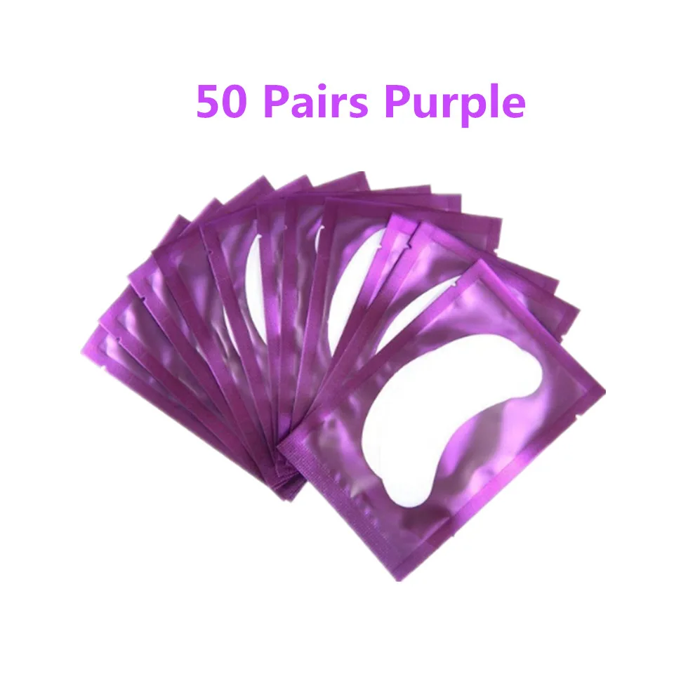 50 Pairs Purple NEWCOME 20/50/100 пар накладки для глаз для индивидуального волокно для наращивание ресниц наклейки под глазами накладные бумажные патчи для ресниц - Цвет: 50 Pairs Purple