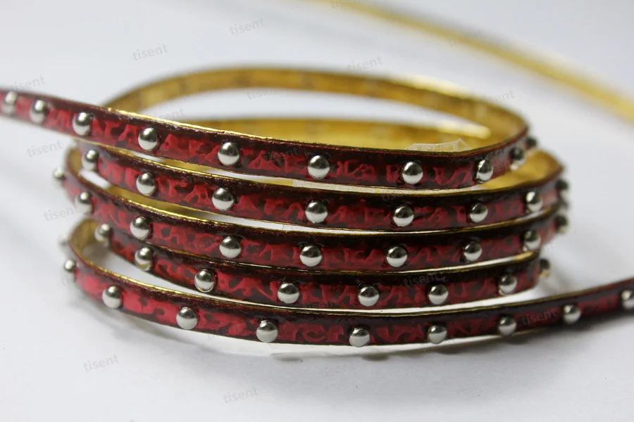 6 colors-5x2mm Flat PU leather cords Rivets Studs with Gold Color Back for Bracelet making | Украшения и аксессуары