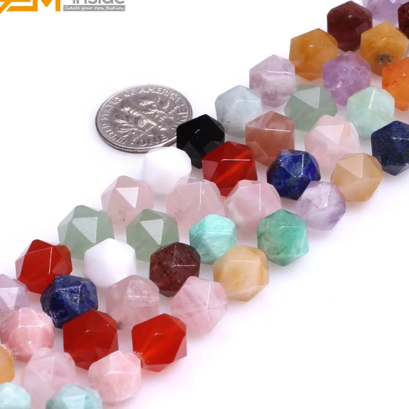 Бисер из натурального камня класса AAA 6 12 мм многоцветные граненые
