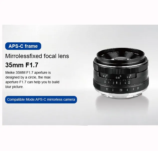 Meike MK-EM-35-1.7 35 мм f 1,7 большая апертура ручной фокусировки объектив APS-C для Canon EOS-M беззеркальных DSR DSLR камер Объективы