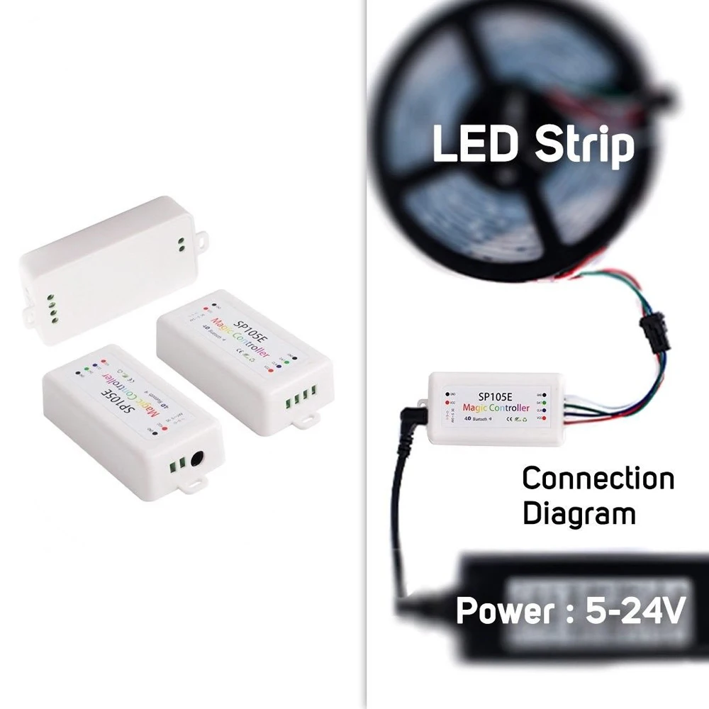 Цветная (RGB светодиодный Bluetooth волшебный регулятор настройки SP105E IOS Android APP WS2801 WS2811