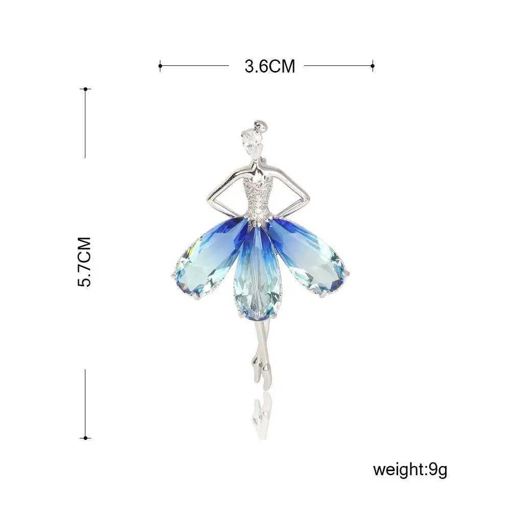 Женская балетная брошка Funmor элегантная из циркония на медных шпильках Одежда для