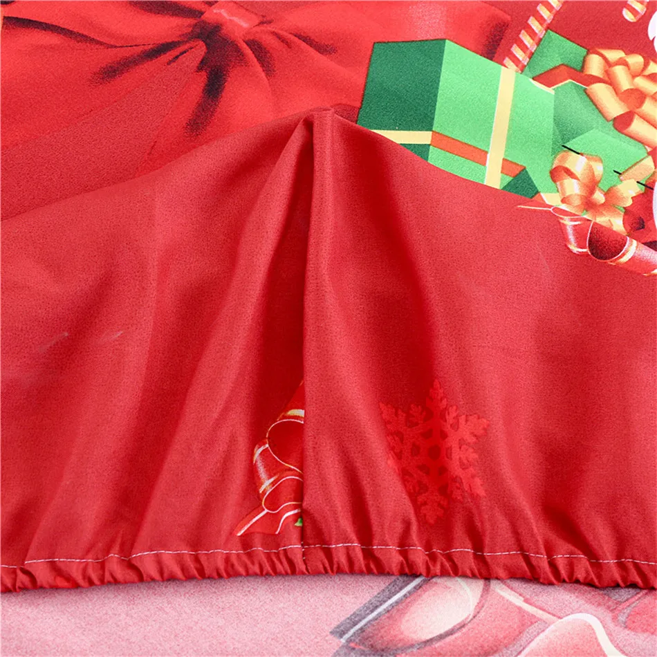 

Red Christmas Bedding Set Cartoon Santa Claus Print Fitted Sheet Festival Gift Bed Linens Flat Sheet Bedclothes Pillowcase