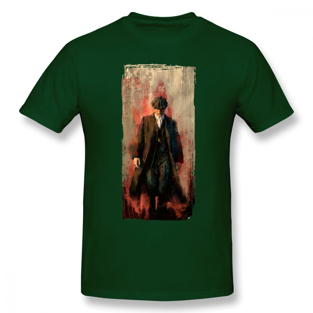 Футболка Peaky Blinders, футболка Peaky Blinders, 4xl, 100 хлопок, футболка с коротким рукавом, Классическая, мужская, графическая, Милая футболка - Цвет: Dark Green