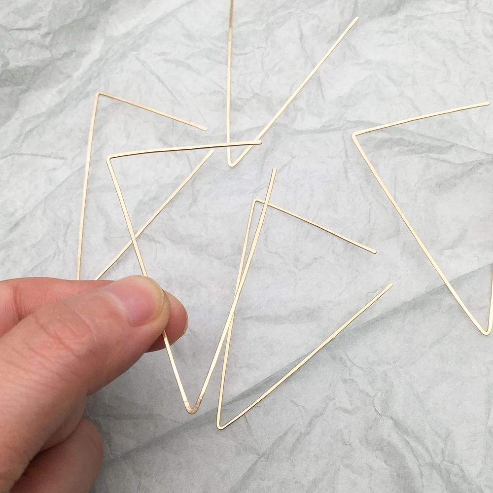 Золотые треугольные серьги ручной работы золотого цвета/925 серебряные ювелирные