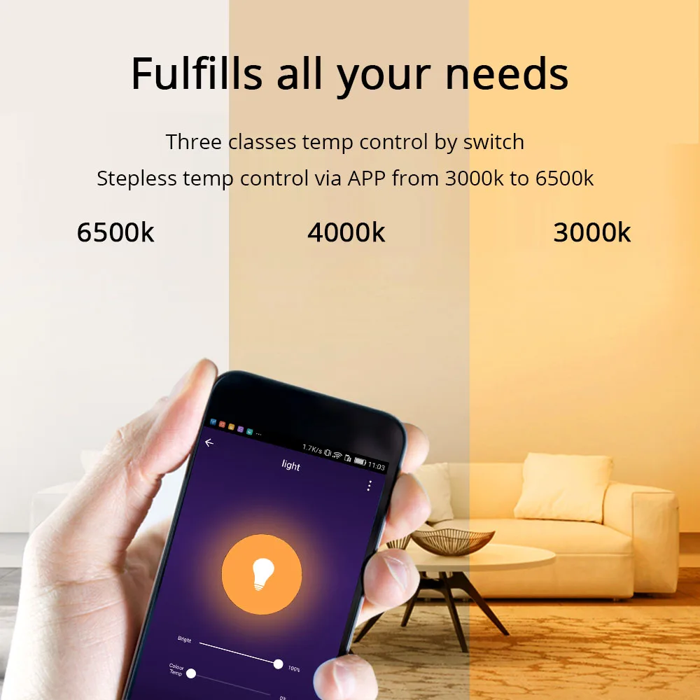 Затемняемый умный WiFi Точечный светильник Поддержка Google Assistent Alexa Echo Голосовое