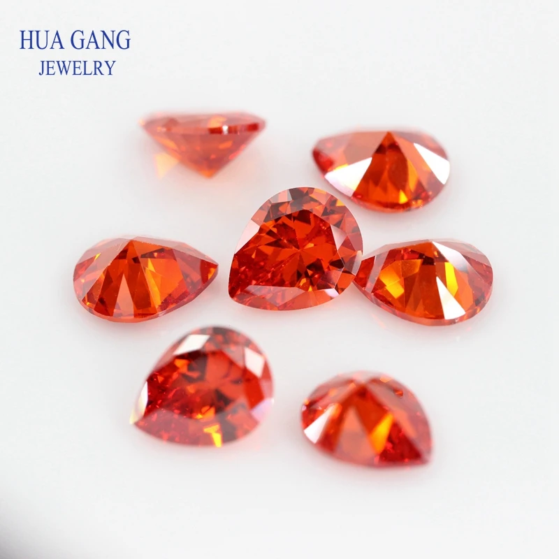 2x3~18x25mm Pear Shape Cut 5A Orange CZ Stone Synthetic Gems Cubic Zirconia For Jewelry Wholesale Free Shipping | Украшения и