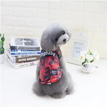 Красный Fe5 Толщина dogbaby Pet жилет одежда из хлопка зимний камуфляж щенок куртка пальто для Йоркширский парка - Цвет: Красный