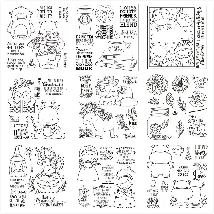 VUAWRTG Cute /Christmas /UnicornTransparent Clear Silicone Stamp for DIY scrapbooking/Card making