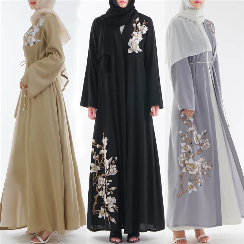 Muslim women's heavy industry embroidered cardigan burqa