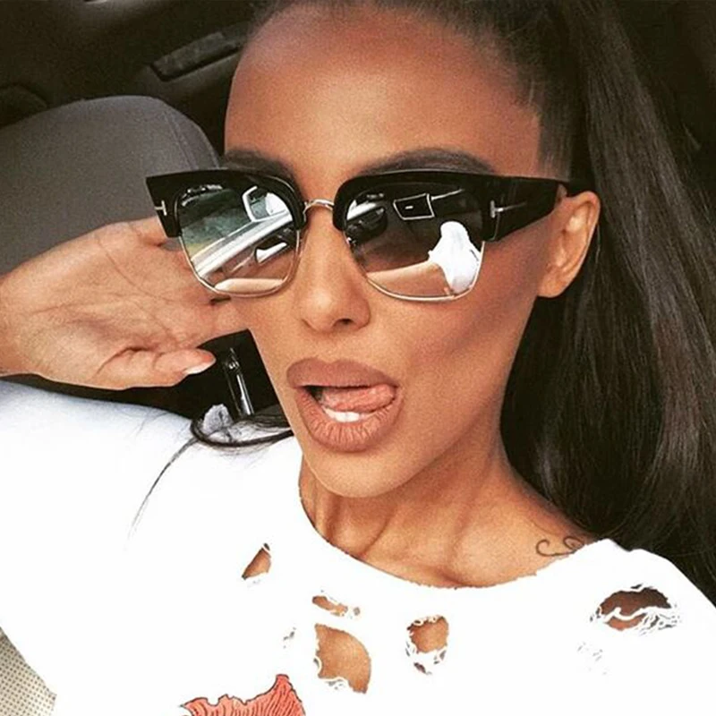 Очки солнцезащитные женские с полуободковой оправой UV400 1140T|brand sun glasses|designer
