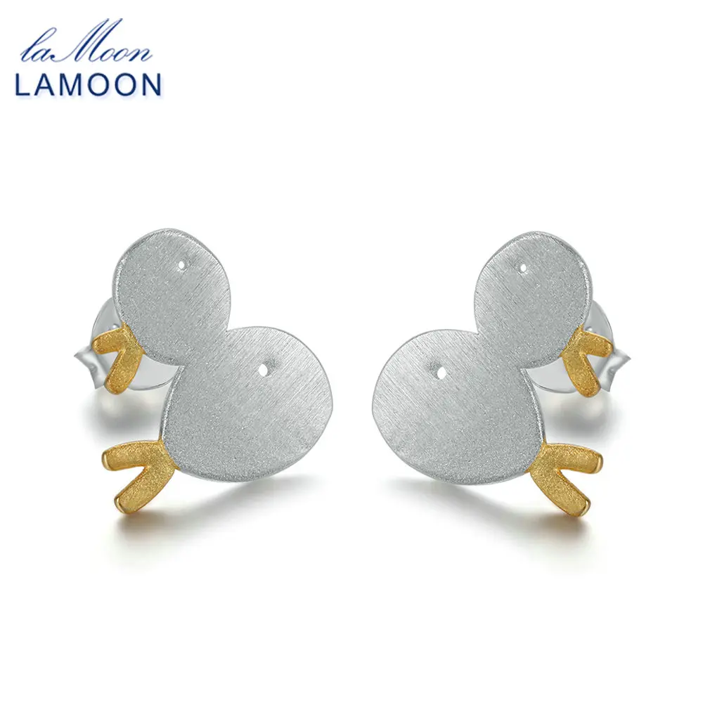 LAMOON 2 Little Fish Design Earrings for Women Cute Pure 925 Sterling Silver Fine Jewelry Accessories Party Bijoux EY028 | Украшения и