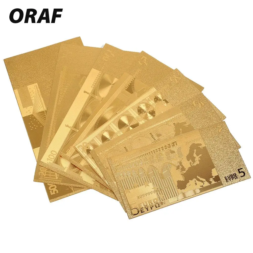5/10/20/50/100/200/500 Euro Gold Commemorative Notes Coin Collection Fake Money Decoration High Quality Gifts Souvenir Antique
