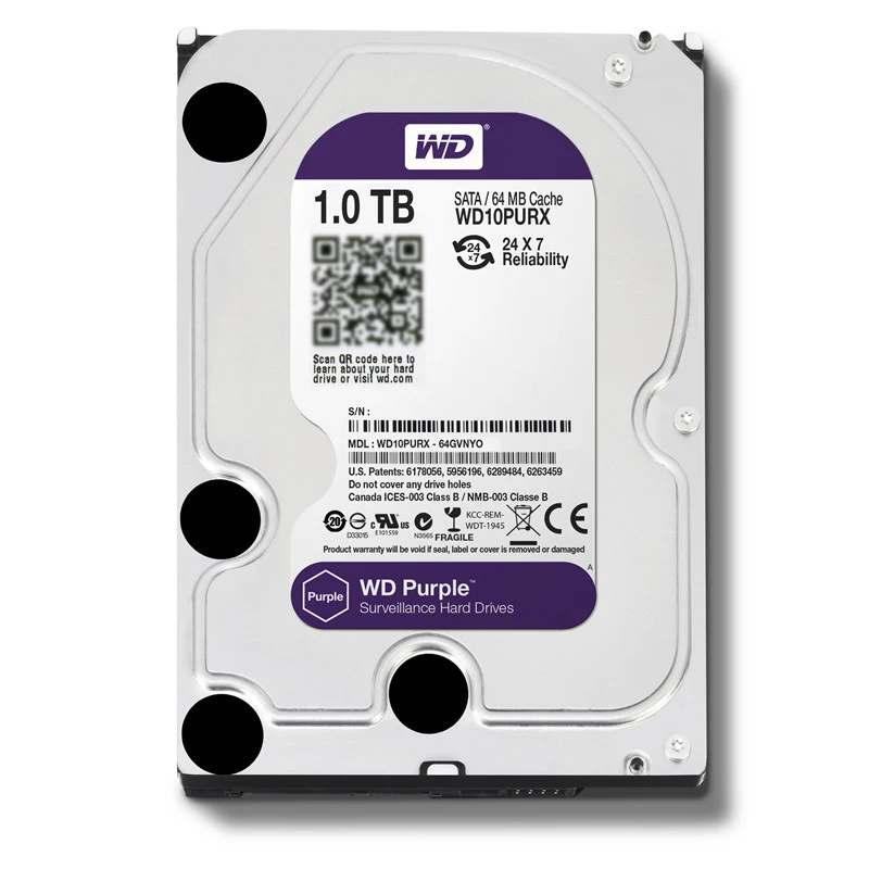 Жесткий диск WD Purple 1 ТБ 3 5 дюйма 64 Мб кэш-памяти SATA III 6 ГБ/сек. HDD HD для